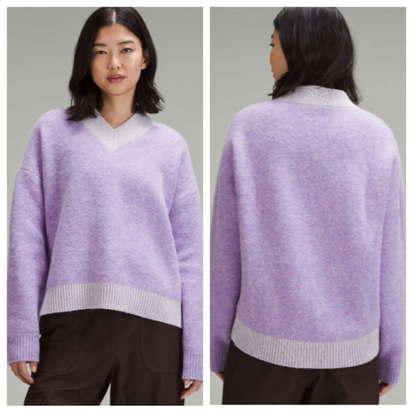 Lululemon Alpaca Wool alpaca V-Neck Sweater purple 27186 - Picture 2 of 12